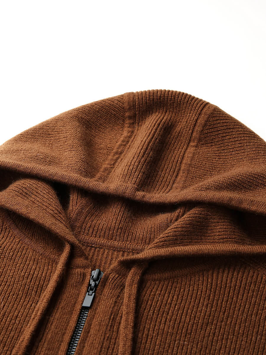 COMOBOCA 100% Cashmere Women's Hooded Double-Head Zipper Vest