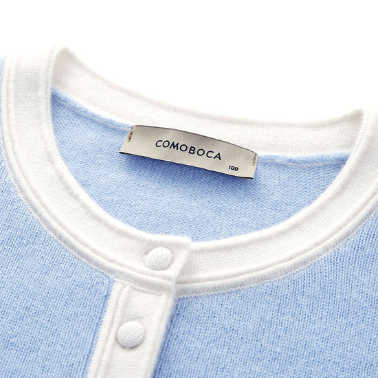 COMOBOCA 100% Cashmere Women's Contrast Trim Button Front Sweater