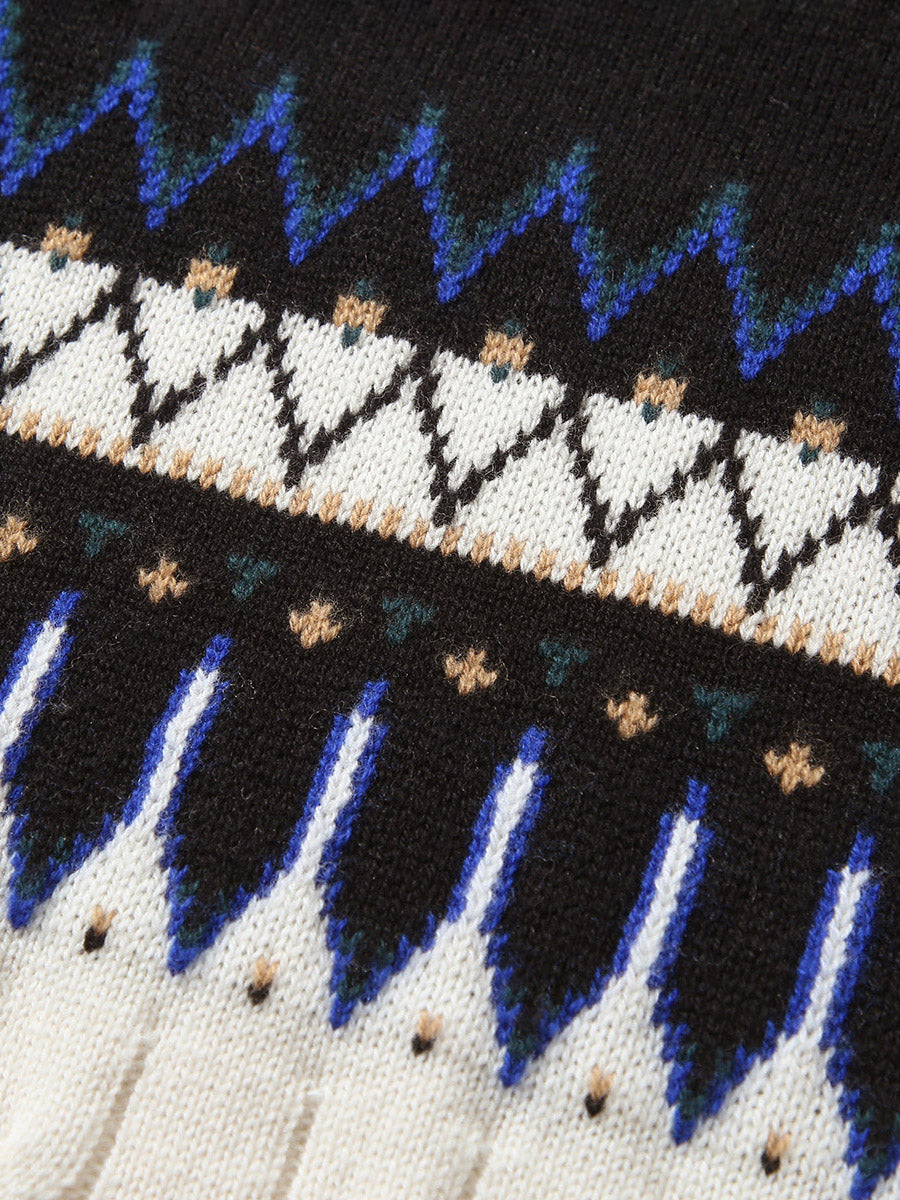 COMOBOCA 100% Wool Women's Nordic Pattern Cable Knit Sweater