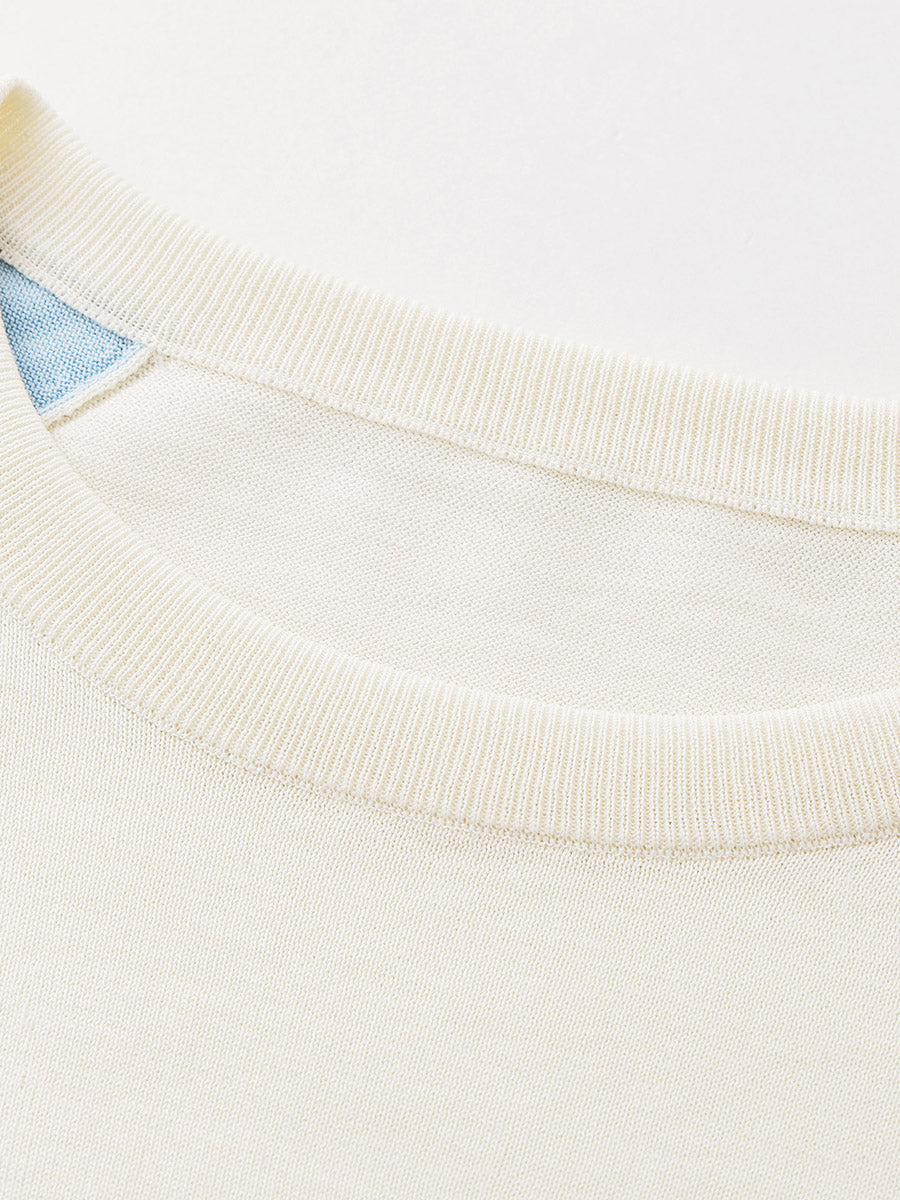 COMOBOCA Women's Puppy Intarsia Raglan Sleeve Knit T-Shirt