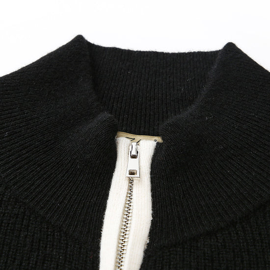 COMOBOCA 100% Cashmere Women's Contrast Trim Dual Zip Pocket Cardigan