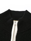 COMOBOCA 100% Cashmere Women's Contrast Trim Dual Zip Pocket Cardigan