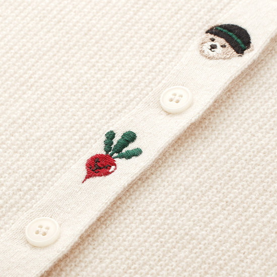 COMOBOCA 100% Cashmere Women's Embroidered Button-Front Cardigan