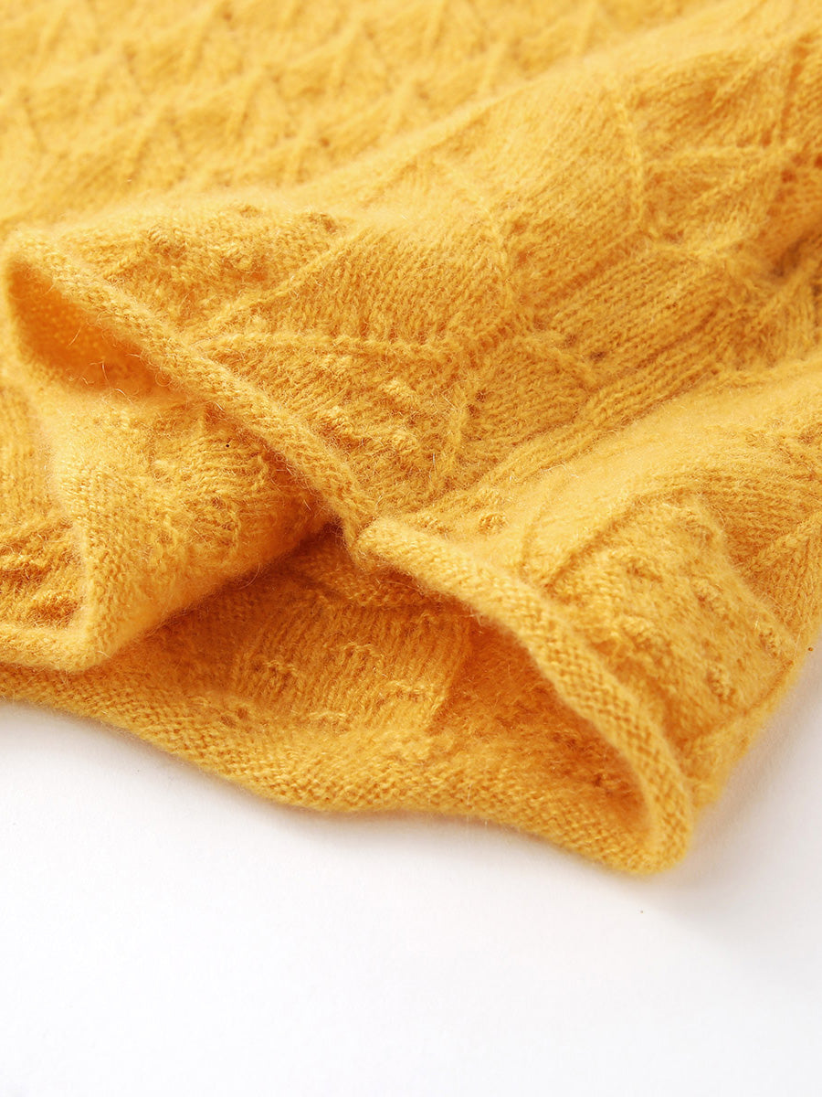 COMOBOCA 100% Cashmere Women's Diamond Pattern Pullover Sweater