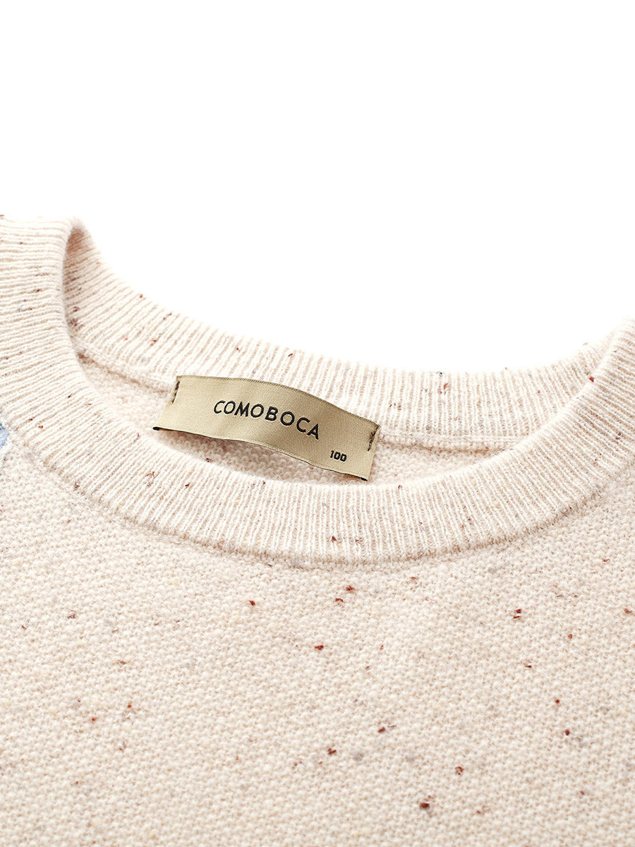 COMOBOCA 100% Cashmere Women's Color Block Cable Knit Sweater