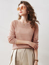 COMOBOCA Light Pink Women's Stylish Textured Knit Sweater