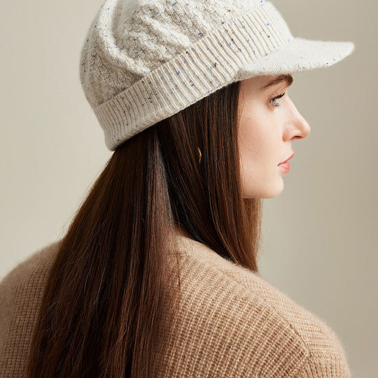 COMOBOCA 100% Cashmere Women's Knit Newsboy Cap