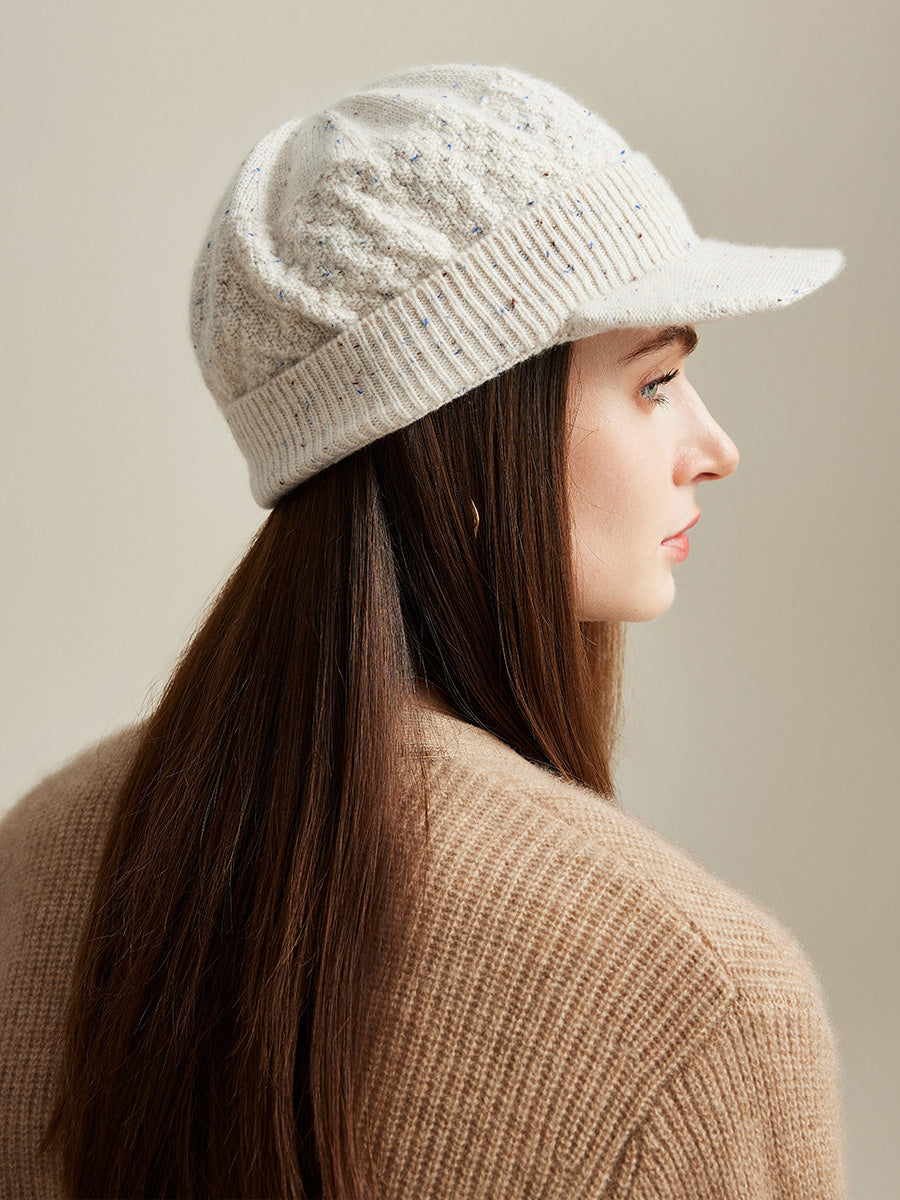 COMOBOCA 100% Cashmere Women's Knit Newsboy Cap