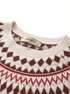 COMOBOCA 100% Wool Women's Geometric Fair Isle Knit Sweater