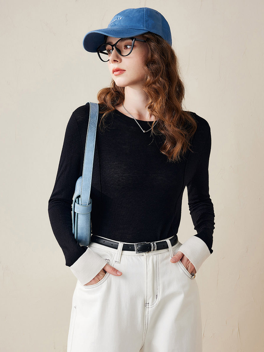 COMOBOCA Women's Essential Color-Blocked Knit Sweater