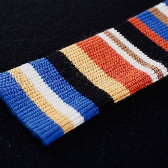 COMOBOCA 100% Cashmere Women's Knit Sweater with Colorful Cuffs