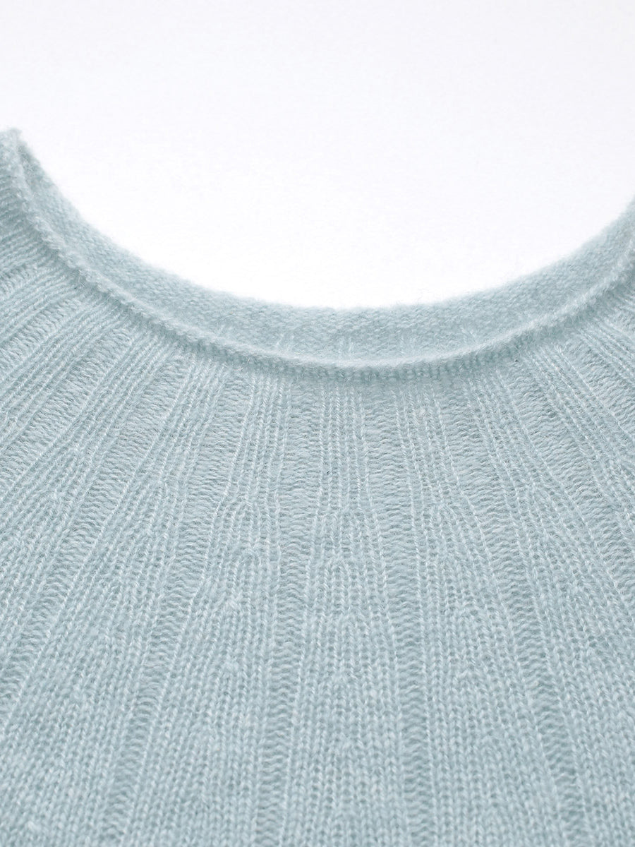 COMOBOCA 100% Cashmere Women's Ribbed Knit Pullover Sweater