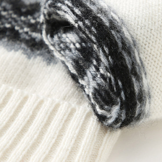 COMOBOCA 100% Cashmere Soft Knit Gloves with Nordic Design
