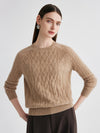 COMOBOCA 100% Cashmere Women's Cable Knit Round Neck Sweater