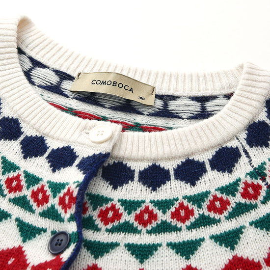 COMOBOCA 100% Wool Women's Fair Isle Inspired Button Down Cardigan