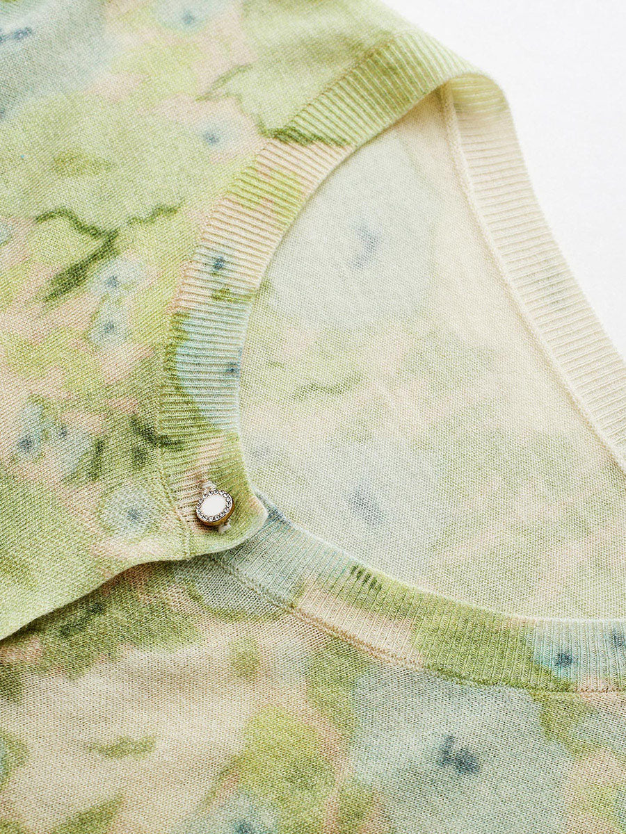 COMOBOCA Women's Watercolor Floral Print Knit Cardigan