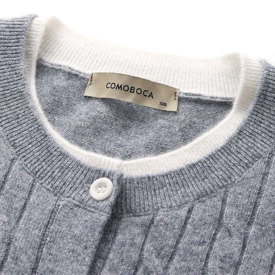 COMOBOCA 100% Cashmere Women's Cable Knit Button Front Cardigan