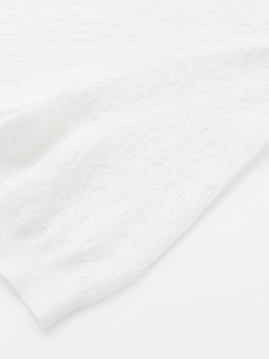 COMOBOCA Women's Cotton Silk Versatile Floral Lace Knit T-Shirt