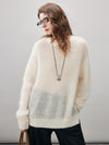 COMOBOCA Women's Mohair Sheer Knit Round Neck Sweater