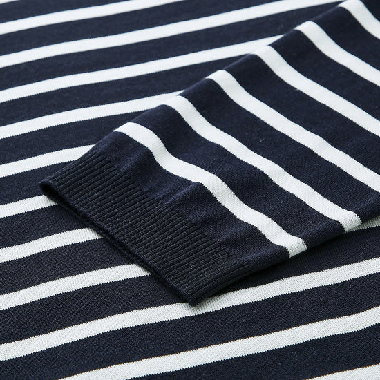 COMOBOCA Women's Striped Heart Embroidered Cotton Silk Sweater