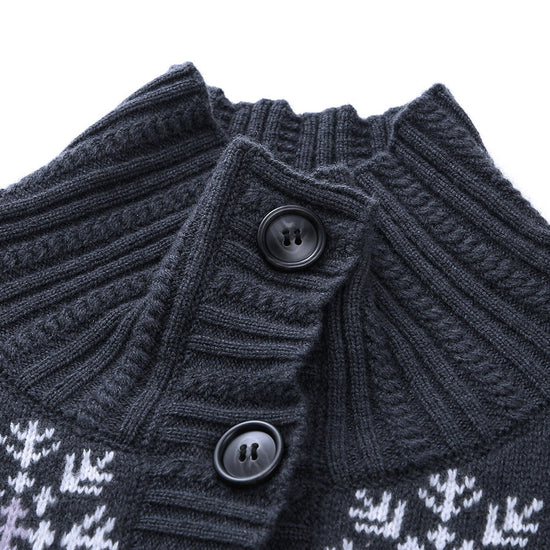 COMOBOCA 100% Wool Women's Reindeer Knit Cardigan