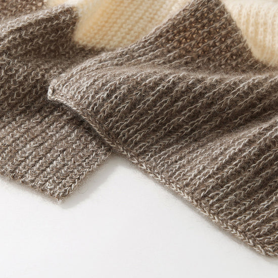 COMOBOCA 100% Cashmere Chunky Knit Color Block Scarf