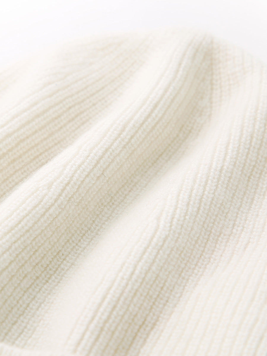 COMOBOCA 100% Cashmere Women's Ribbed Knit Beanie