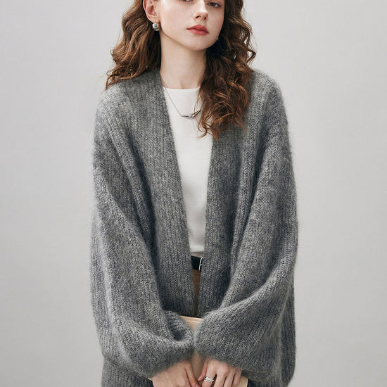 COMOBOCA Women's Mohair Fluffy Open Front Cardigan