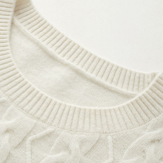COMOBOCA 100% Wool Kids' Cable Knit Round Neck Sweater