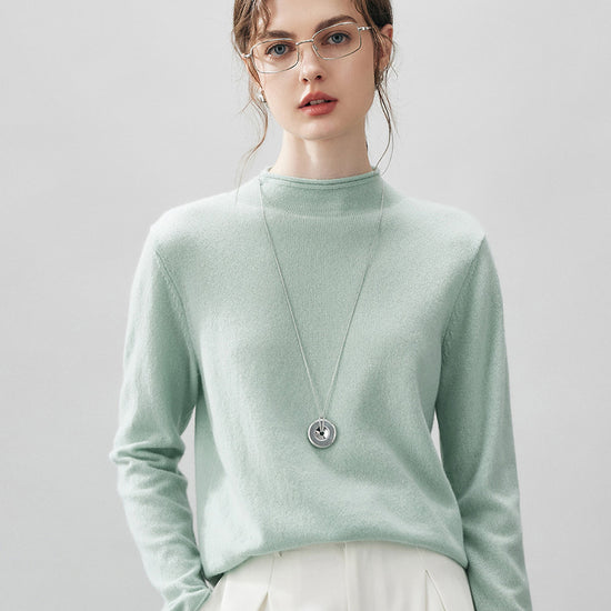 COMOBOCA 100% Cashmere Women's Round Neck Knit sweater