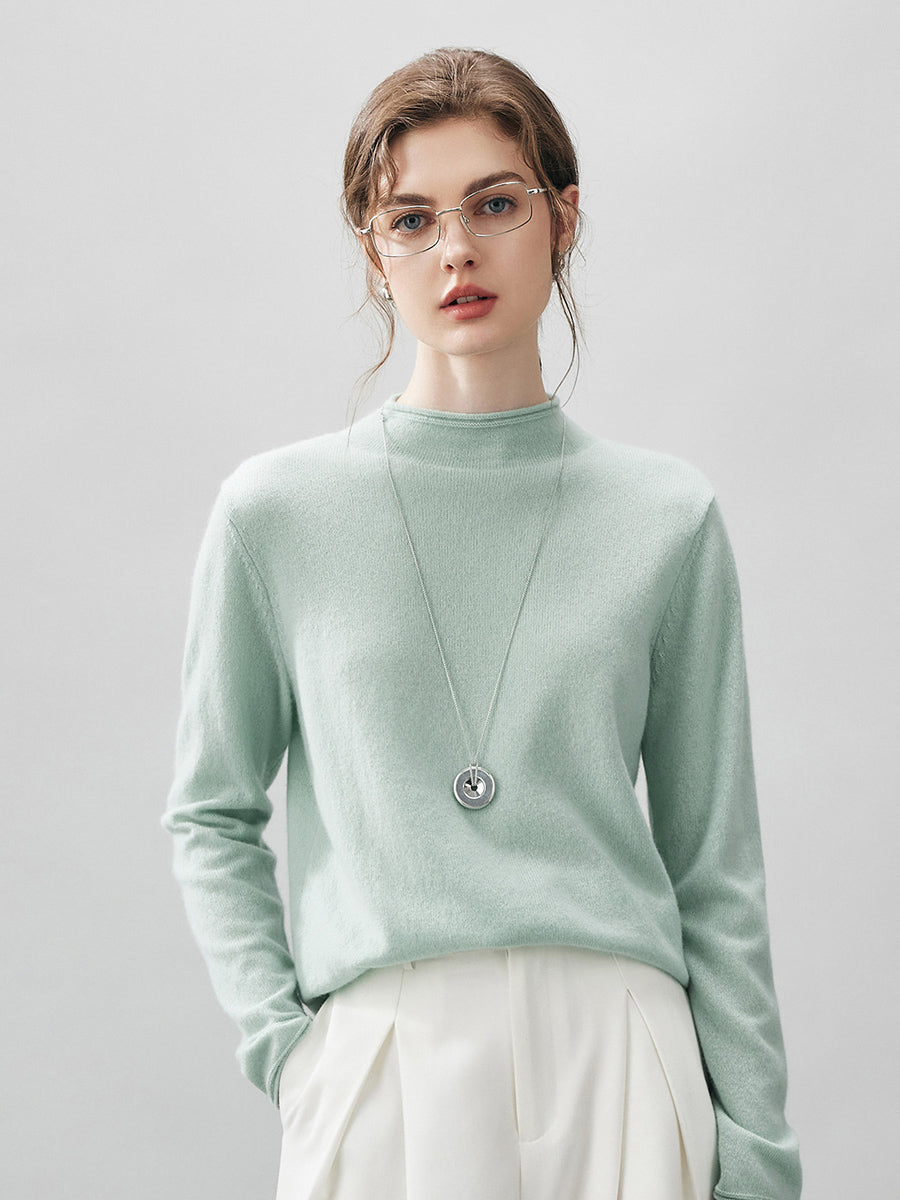 COMOBOCA 100% Cashmere Women's Round Neck Knit sweater