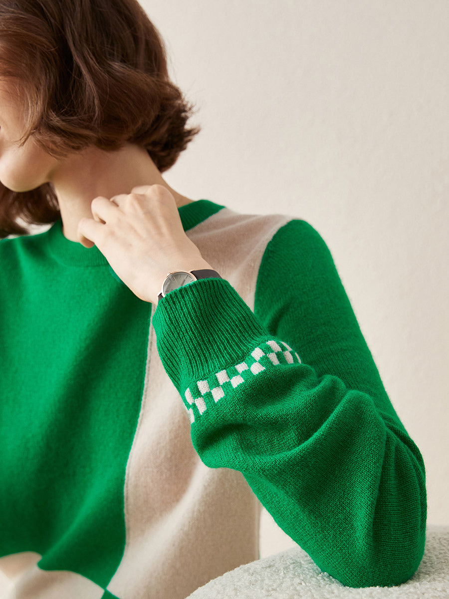 COMOBOCA 100% Cashmere Women's Round Neck Knit Sweater