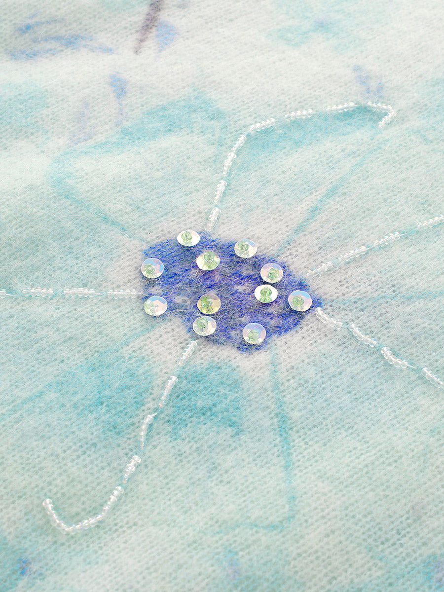 COMOBOCA Women's Floral Printed Round Neck Sweater