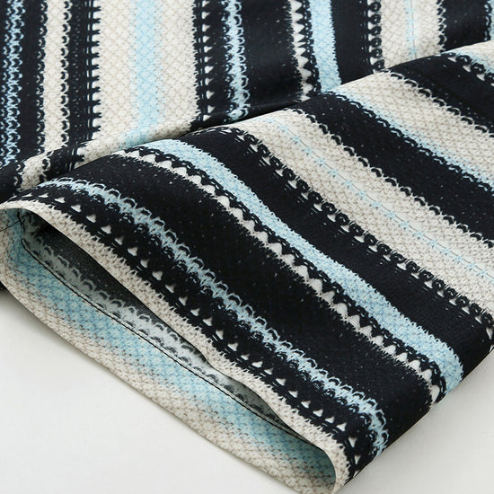 COMOBOCA Women's Striped Woven Ribbed T-Shirt