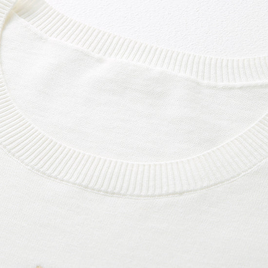 COMOBOCA Women's Embroidered Short Sleeve Knit Top