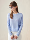 COMOBOCA Light Blue 100% Wool Chic Layered Look Sweater for Women