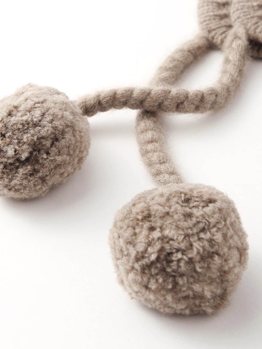 COMOBOCA 100% Cashmere Women's Ear Flap Beanie with Pom-Poms