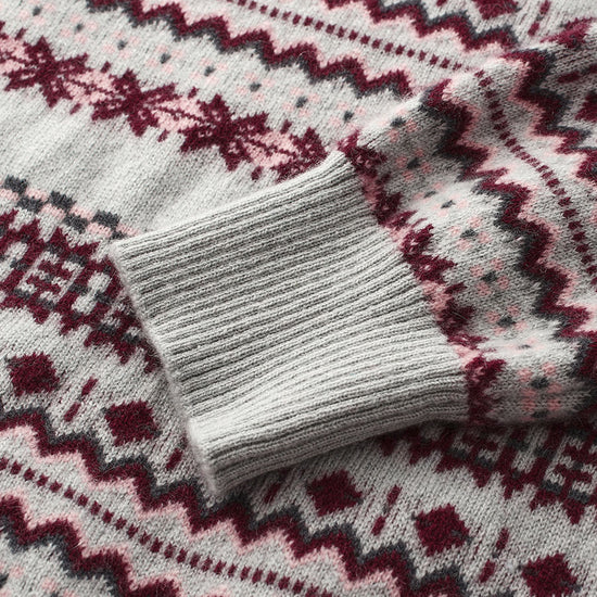 COMOBOCA 100% Cashmere Women's Fair Isle Round Neck Knit Sweater