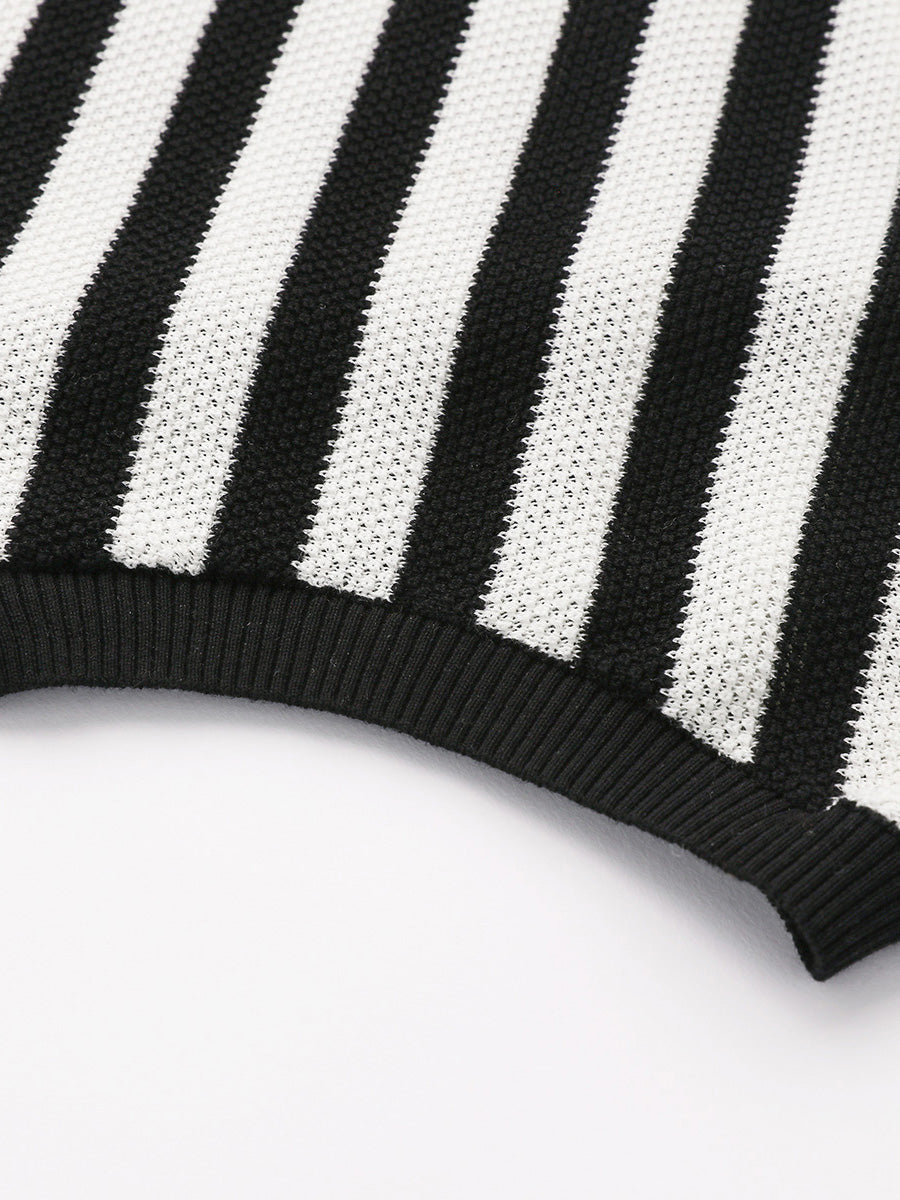 COMOBOCA Women's Striped Polo Knit T-Shirt