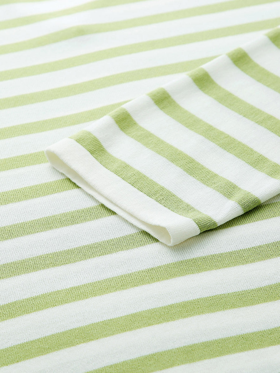 COMOBOCA Women's Striped Long Sleeve V-Neck T-Shirt