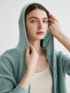 COMOBOCA 100% Cashmere Women's Button Up Knit Hoodie