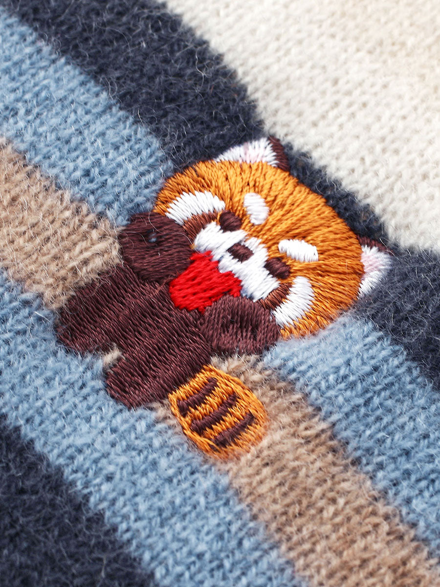 COMOBOCA 100% Cashmere Women's Striped Knit Sweater