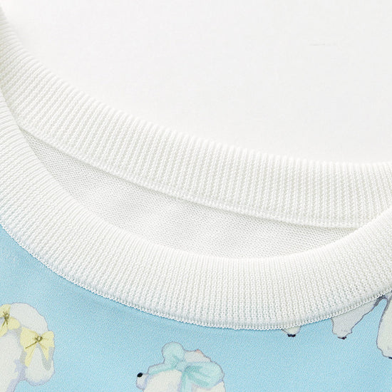 COMOBOCA Women's Mixed Print Short Sleeve Knit Top