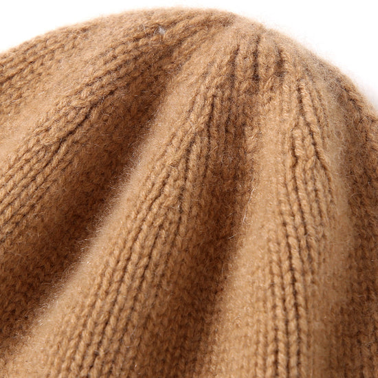 COMOBOCA 100% Cashmere Women's Crochet Trim Cable Knit Beanie