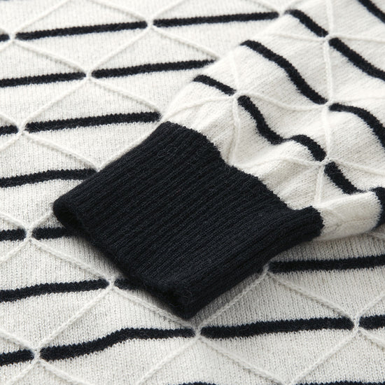 COMOBOCA 100% Cashmere Women's Striped Round Neck Knit Sweater