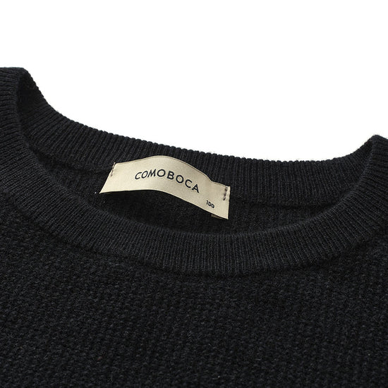 COMOBOCA 100% Cashmere Women's Striped Sleeve Round Neck Sweater