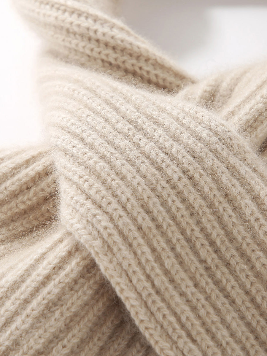COMOBOCA 100% Cashmere Luxurious Ribbed Scarf