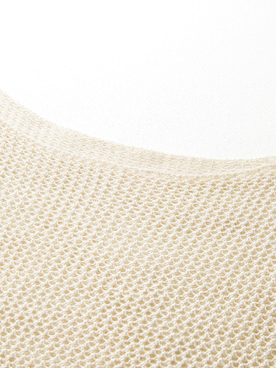 COMOBOCA Women's Sheer Mesh Knit Cap Sleeve Top with Side Slit