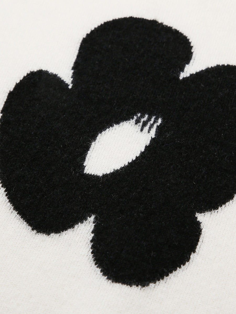 COMOBOCA 100% Cashmere Women's Floral Knit Sweater