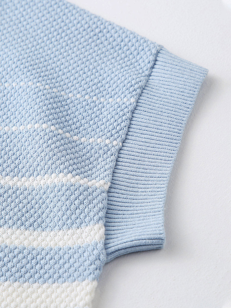 COMOBOCA Women's Striped Polo Knit T-Shirt